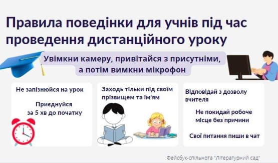 Правила поведінки під час проведення дистанційного уроку