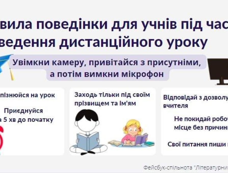 Правила поведінки під час проведення дистанційного уроку